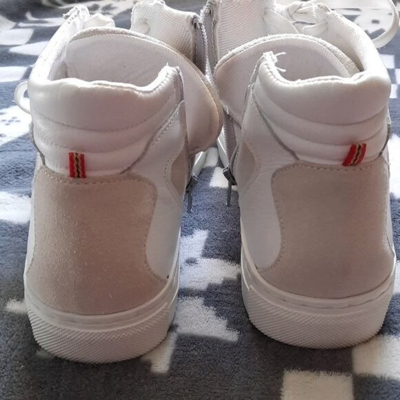 Marcel de Bruxelles White Leather Suede Side Zipper High Top Men's Sneakers 40/7 - Picture 14 of 16